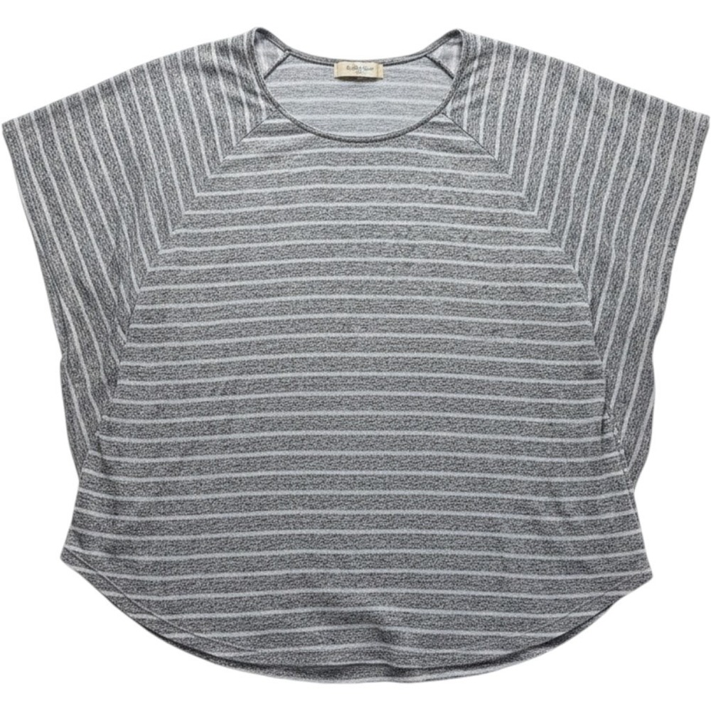 Faded Glory Shirt Womens Plus XXL Gray Scoop Neck Short Dolman Sleeve Stripe Top